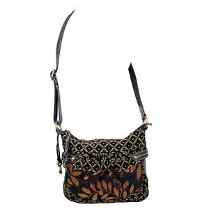 Vintage Fossil Tapestry Hobo Crossbody Bag
